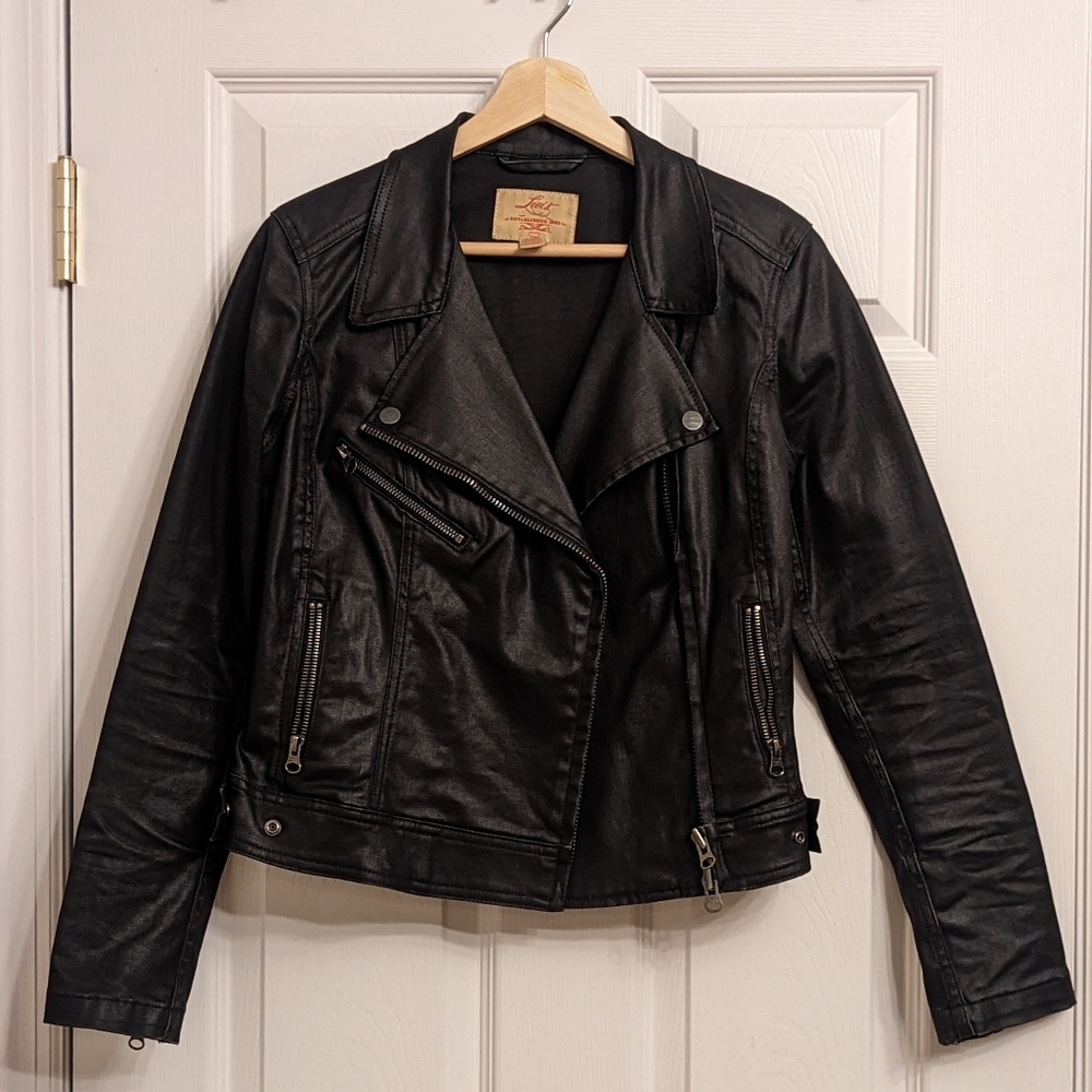 Levi's Black Waxed Denim Biker Jacket, Women's Medium